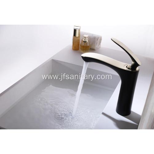 Fashion Black And Gold Single Hole Basin Faucet